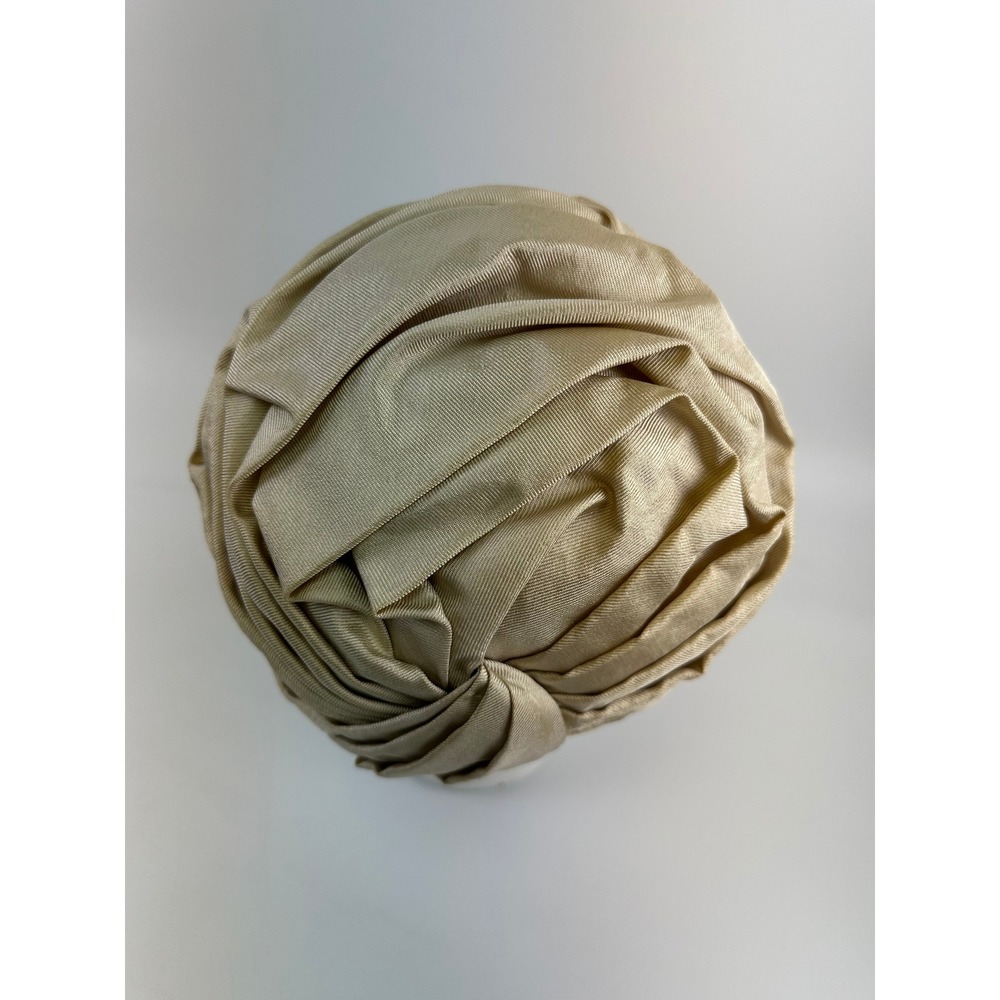 Christian Dior Chapeaux Turban Hat Champagne Gold Vintage Pleated 60s Women OS - Picture 3 of 10